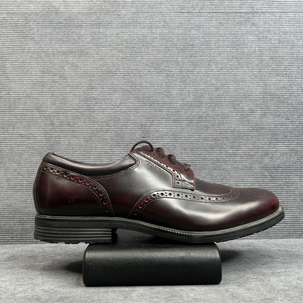 Rockport Hydro-Shield Wingtip Oxford Burgundy Leather Waterproof Mens Y2k